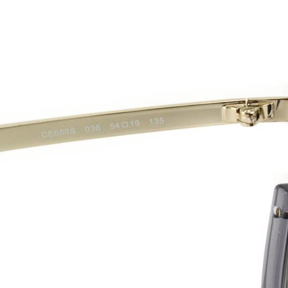 CHLOE: Translucent Gray/Pale Gold Logo Sunglasses - Picture 7 of 8